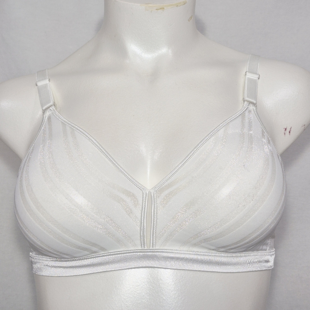 38C Warner's 1013 Naked Stripes Unlined Semi Sheer Wire Free Bra White NWT